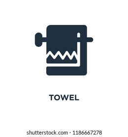 Towel icon. Black filled vector illustration. Towel symbol on white background. Can be used in web and mobile.