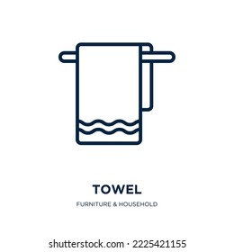 towel icon from furniture  household collection. Thin linear towel, hygiene, bath outline icon isolated on white background. Line vector towel sign, symbol for web and mobile
