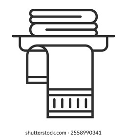 Towel icon, Hotel service symbol outline icon, editable vector illustration and transparent graphic element. Isolated on white background