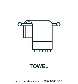 Icono de toalla. Línea de la colección de baños. Señal de icono de toalla lineal para diseño web, infografía y más.