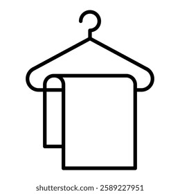 Towel icon in line style with editable stroke. Hanger with Towel