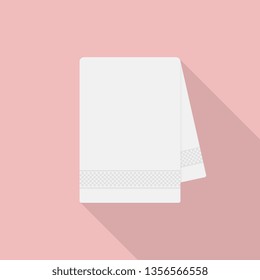 Towel icon with long shadow on pink background, flat design style