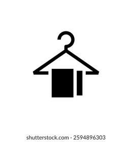 towel icon on hanger, simple flat style, vector illustration symbol sign logo template pictogram, for ui or ux isolated on white for mobile app, editable