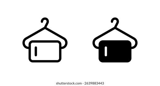 Towel Icon Set. A black icon of a towel, symbolizing hygiene or spa services in hospitality.