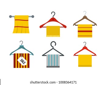Towel icon set. Flat set of towel vector icons for web design isolated on white background