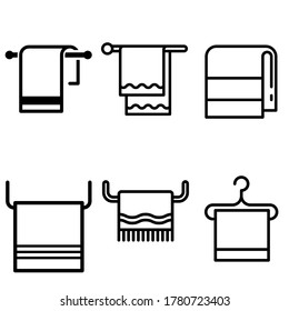 Conjunto de iconos del vector de toalla. Ilustración de decoración textil casera Colección de signos.
