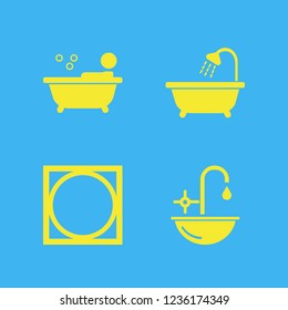 towel icon. towel vector icons set sink, person in bath, tumble dry and bathroom shower