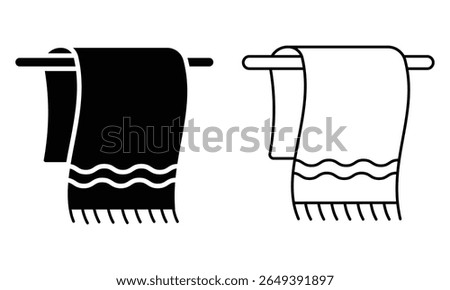 Towel icon vector set design isolated on white background. Silhouette of towel line icon symbol and sign design. Vector illustration.