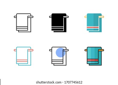 towel icon vector with six different style design. isolated on white background
