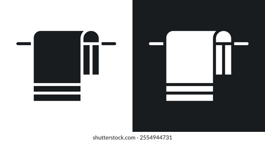 Towel icons in solid black and white colors