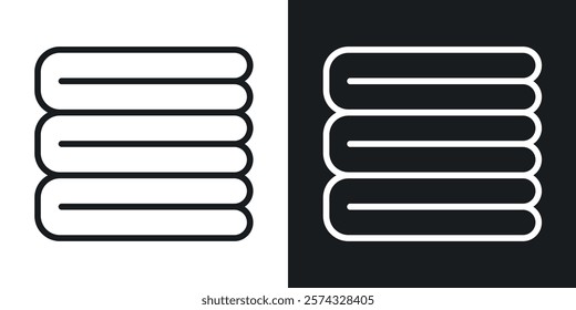 Towel icons in thin black and white stroke liner style