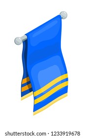 Towel in isometric style on a white background. Hygiene item flat color. Vector illustration. Towels for washing, sauna, spa