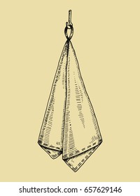 Towel kitchen sketch. Hand drawing vector illustration