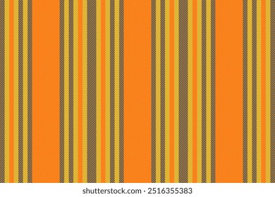 Towel lines vector textile, duvet fabric background stripe. Stationary pattern vertical seamless texture in tangerine and bright colors palette.