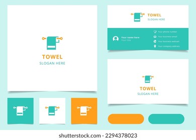 Towel logo design with editable slogan. Branding book and business card template.