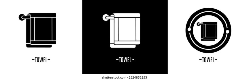 Towel logo set. Collection of black and white logos. Stock vector.
