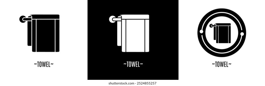 Towel logo set. Collection of black and white logos. Stock vector.