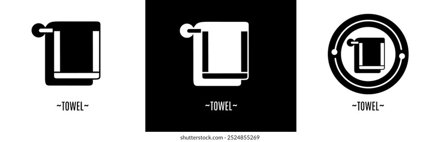 Towel logo set. Collection of black and white logos. Stock vector.