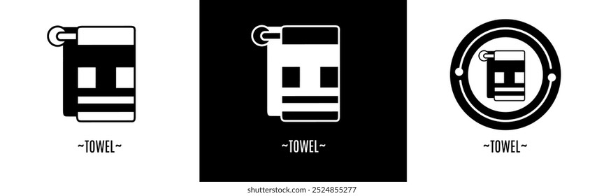 Towel logo set. Collection of black and white logos. Stock vector.