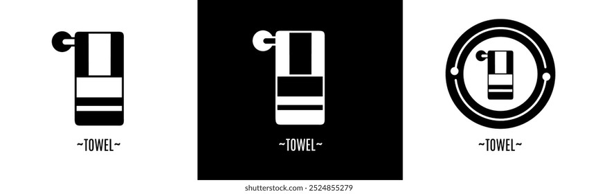 Towel logo set. Collection of black and white logos. Stock vector.