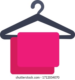 Towel and Metal Hanger Hook Vector Icon Design, Plastic Cloth Hangging Tool on White background, bathroom facilities equipment Concept,