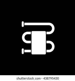 Towel On Dryer Flat Icon On Black Background