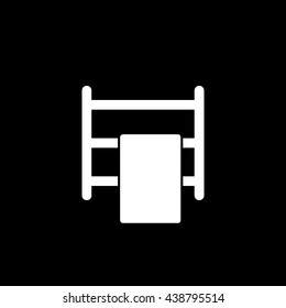 Towel On Dryer Flat Icon On Black Background