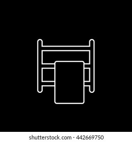 Towel On Dryer Line Icon On Black Background