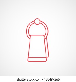 Towel On Dryer Red Line Icon On White Background