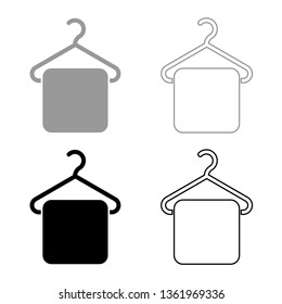 Towel on hanger Hanger towel Clothes hanger with hanging towel icon set black