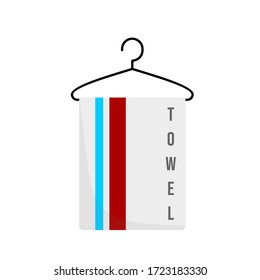 Towel on the Hanger design. Hanger and towel vector Illustration. Towel template design for Towel day.