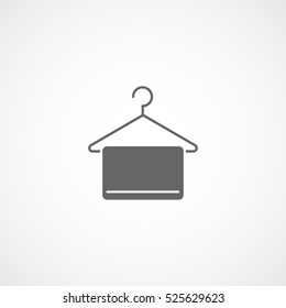 Towel On Hanger Flat Icon On White Background