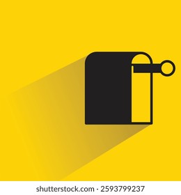 towel on hanger icon with drop shadow on yellow background