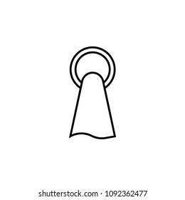towel on a hanger icon. Element of simple web icon with name for mobile concept and web apps. Thin line towel on a hanger icon can be used for web and mobile on white background