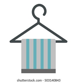 Towel on hanger icon. Flat illustration of towel vector icon for web design