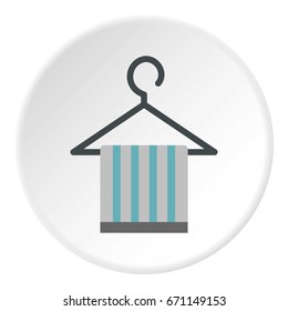 Towel on hanger icon in flat circle isolated vector illustration for web