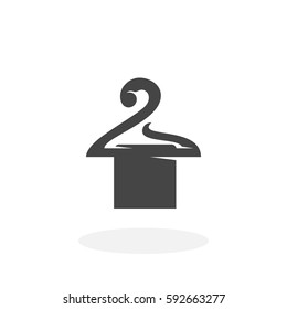 Towel on a hanger icon illustration isolated on white background sign symbol. Hanger vector logo. Flat design style. Modern vector pictogram for web graphics - stock vector