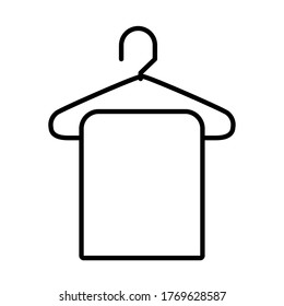 towel on a hanger icon over white background, line style, vector illustration