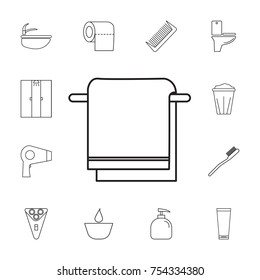 Towel on hanger icon. Set of bathroom icons. Signs, outline symbols collection, simple thin line icons for websites, web design, mobile app, info graphics on white background