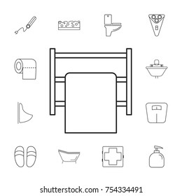 Towel on hanger icon. Set of bathroom icons. Signs, outline symbols collection, simple thin line icons for websites, web design, mobile app, info graphics on white background