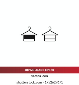 Towel on hanger icon vector. Clothes hanger sign
