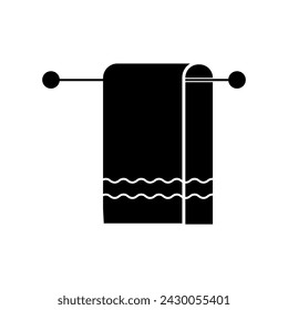 Towel on hanger icon vector, simple flat Clothes hanger sign on white background..eps