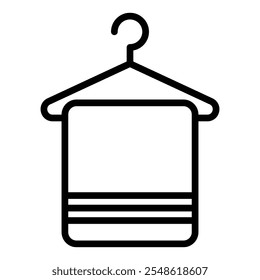 Towel on hanger line icon. Bathroom, beauty salon cotton textile concept sign isolated on white background. Bath towel icon for mobile concept and web design. Vector illustration.