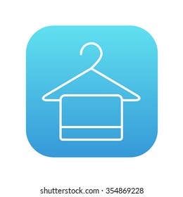 Towel on hanger line icon for web, mobile and infographics. Vector white icon on the blue gradient square with rounded corners isolated on white background.