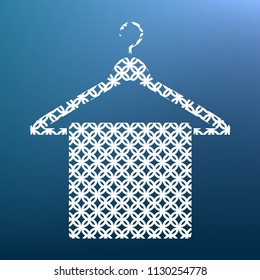 Towel On Hanger sign. Vector. White textured icon at lapis lazuli gradient background.