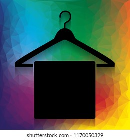 Towel On Hanger sign. Vector. Flat style black icon on white.
