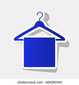 Towel On Hanger sign. Vector. New year bluish icon with outside stroke and gray shadow on light gray background.