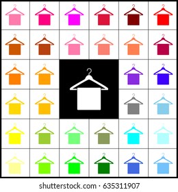 Towel On Hanger sign. Vector. Felt-pen 33 colorful icons at white and black backgrounds. Colorfull.
