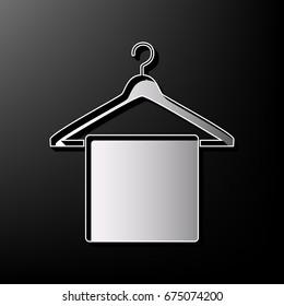 Towel On Hanger sign. Vector. Gray 3d printed icon on black background.