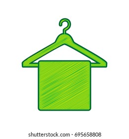 Towel On Hanger sign. Vector. Lemon scribble icon on white background. Isolated